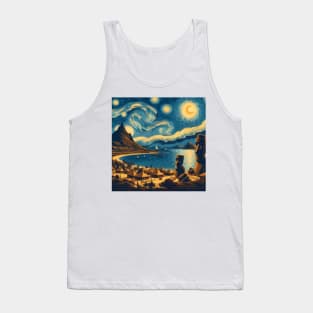 Easter Island, Rapa, Nui, Chile, in the style of Vincent van Gogh's Starry Night Tank Top